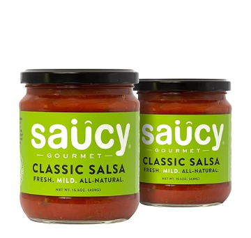 Saucy Gourmet 经典莎莎 - 厨师制作的墨西哥餐厅风格蘸酱,新鲜手工采摘成分 - 不添加水,不含防腐剂,无麸