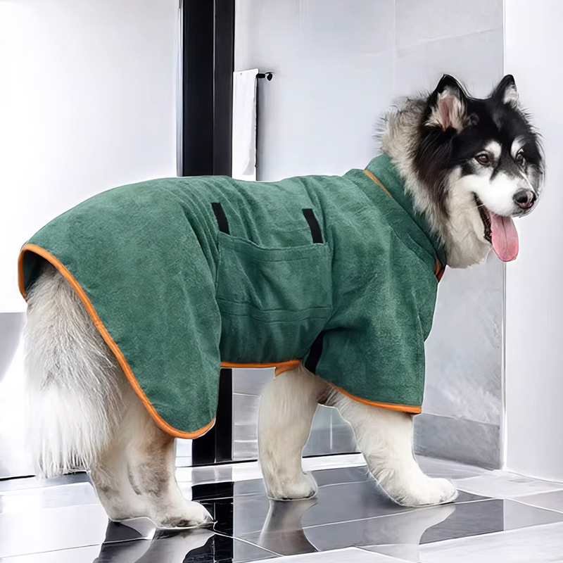 跨境新款宠物浴袍大型犬全身包裹澡后吸水速干透气四季狗狗浴袍